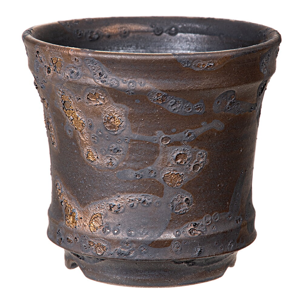 益子焼　大輪の南洋花図深鉢　有名作家物 益子焼 大輪の南洋花図深鉢 有名作家物