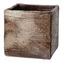 睡蓮鉢 国産 手作り睡蓮鉢 益子焼 彩(SAI) 角 粗目 白 直径18cm ビオトープ 関東当日便