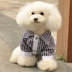 犬 ドッグウェア 襟 カジュアル 長袖シャツ チェック 犬用服 ペット用品 春服 Black ...
