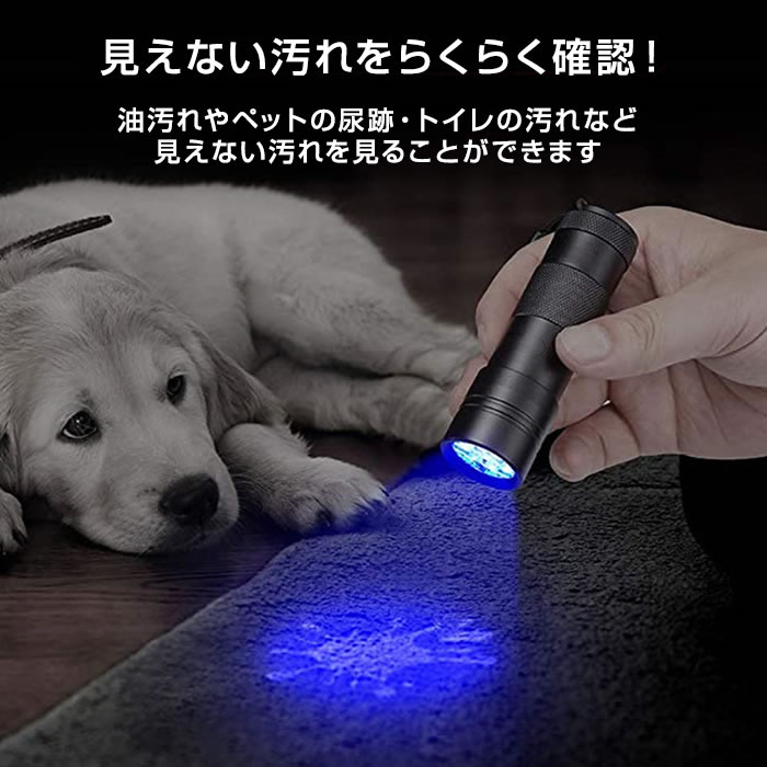 アニサキスライト ブラックライト ストラップ付き 紫外線 UV 12LED 懐中電灯 ペン...