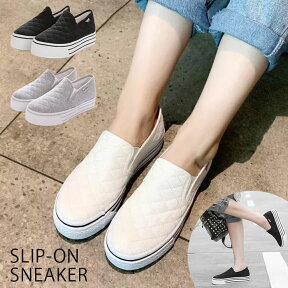 【大人気】RENBEN ファッション靴 sneakers レディース スリッポン スニーカー ぺたんこ靴 キルティング 厚底スニーカー カジュアル キャンバス マリン 旅行 長時間 細い 細目 細身