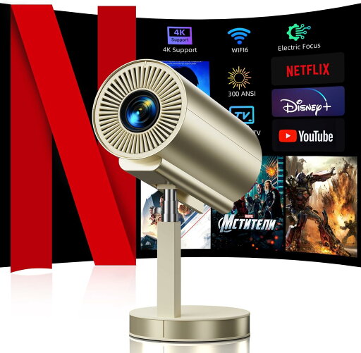 プロジェクター 家庭用【Android TV搭載&内蔵APP利用可能・自動調焦&伸縮式スタンド・90°回転】小型 ホームプロジェクター 1080p 300ANSI 高輝度 天井投影 Wi-Fi6 4K対応 3Dサラウンド 短距離投影 大画面 スタンド一体型 軽量 パソコン/Switch/PS機/DVD接続可 プロジェクター 家庭用【Android TV搭載&内蔵APP利用可能・自動調焦&伸縮式スタンド・90°回転】小型 ホームプロジェクター 1080p 300ANSI 高輝度 天井投影 Wi-Fi6 4K対応 3Dサラウンド 短距離投影 大画面 スタンド一体型 軽量 パソコン/Switch/PS機/DVD接続可