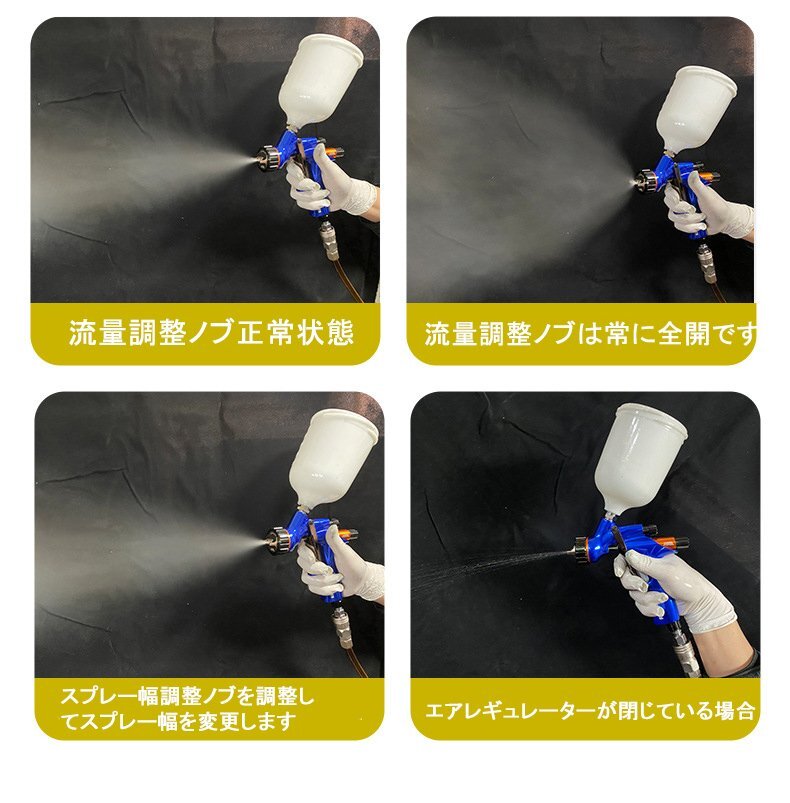 プロ用 エアスプレーガン カー塗装 スプレーガン DIY 軽量472g 1.3mmノズル 分解簡...