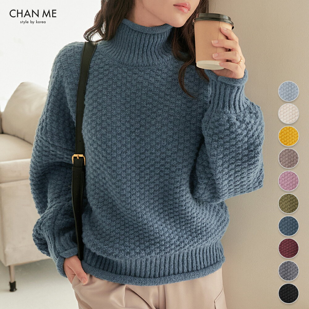 【店内全品15%オフクーポン配布中】 CHAN ME チャンミ チャンキーニットプルオーバー レディース 25秋冬 全10色 M/L/LL