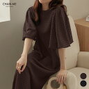 CHAN ME チャンミ バルーンスリーブワンピース レディース 25春夏 ブラック ブラウン S/M/L/LL