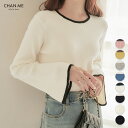 CHAN ME チャンミ 配色フレアースリーブニット レディース 24秋冬 全8色 M/L/LL