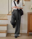 CHAN ME チャンミ タックボリュームワイドスラックス レディース 25春夏 ワイドパンツ ストライプ 無地 全5色 S/M/L/LL