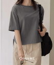 【21日9:59まで!クーポンで1,990円】 CHAN ME チャンミ 綿100%ラウンドヘムオーバーサイズTシャツ ショート丈 レディース 25春夏 全9色...