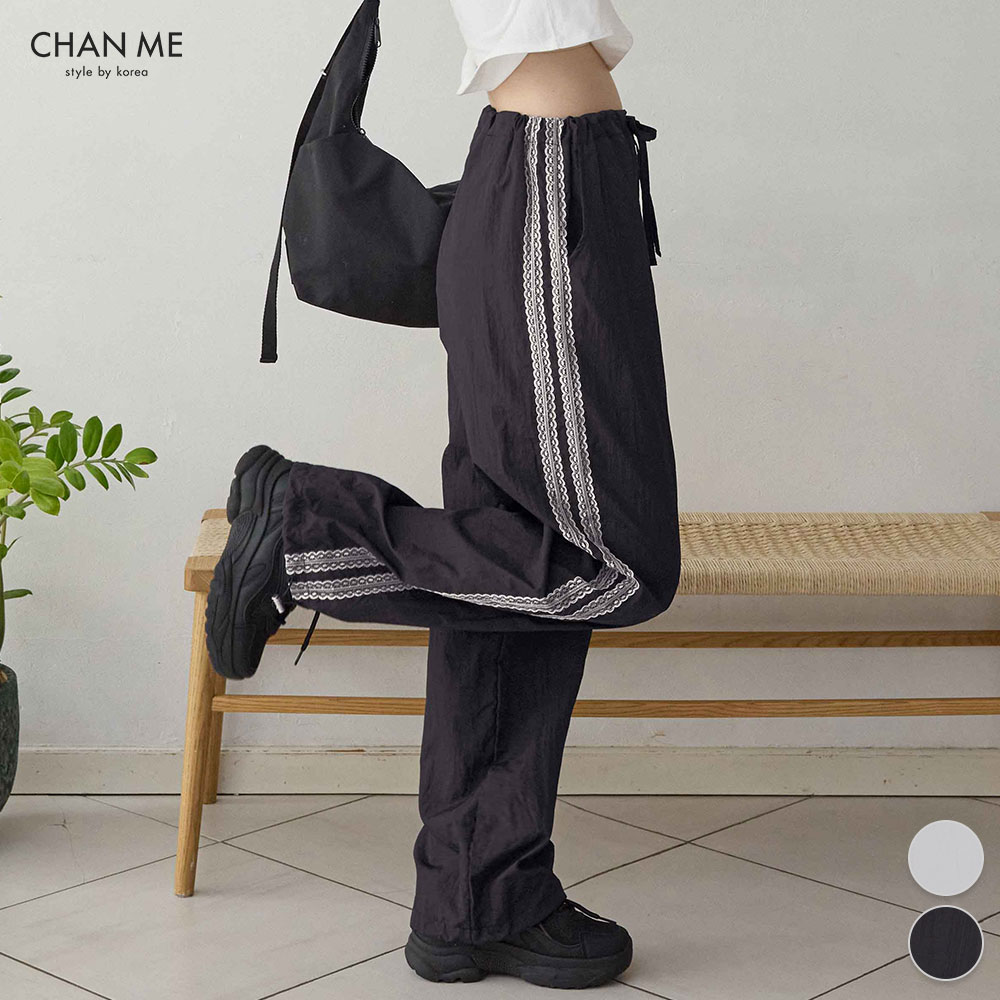 【MAX20%OFFクーポン配布中】 CHAN ME チャンミ レースバイカラー2WAYパンツ レディース 25春夏 裏地付き ブラック ブルーグレー ショート丈/レギュラー丈/ロング丈 FREEのサムネイル