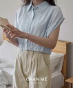 CHAN ME チャンミ 裾ゴムショート丈シアーシャツ レディース 25春夏 全3色 M/L/LL