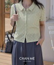 CHAN ME チャンミ 花柄カットレースポロシャツ レディース 25春夏 伸縮性 全3色 M/L/LL