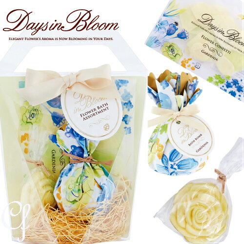 入浴剤 ギフト セット デイズインブルーム Days in Bloom バスセット バッグ バスボム バスフラワー バスコンフェッティ ローズ 薔薇 バラ カーネーション かわいい 雑貨 花 フラワー おしゃれ 祝い 引出物 結婚式 ブライダル 母の日