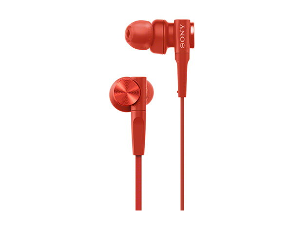 SONY イヤホン 重低音モデル MDR-XB55: カナル型 リモコン・マイク付き レッド MDR-XB55 R　【レターパックプラス便】