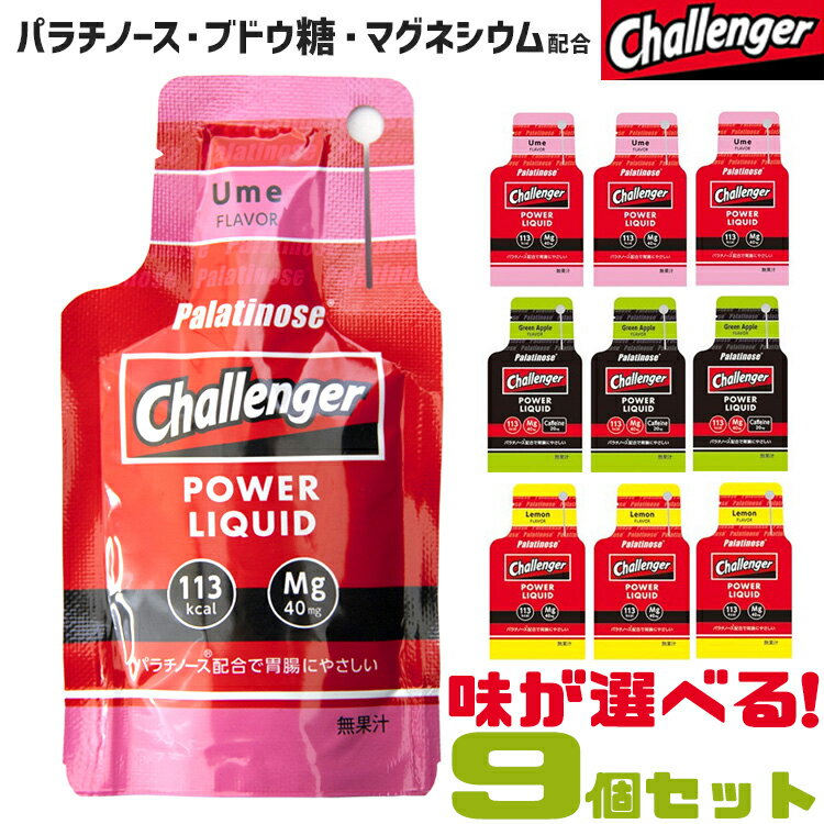 味が選べる9個セット Challenger チャレンジャー 補給食 行動食 エナジー ジェル セット スポーツ ゼリー エネルギー パラチノース マグネシウム カフェイン ゼリー飲料 エネルギー補給ゼリー スポーツゼリー 糖質 ブドウ糖 クエン酸 スポーツ飲料 POWER LIQUID