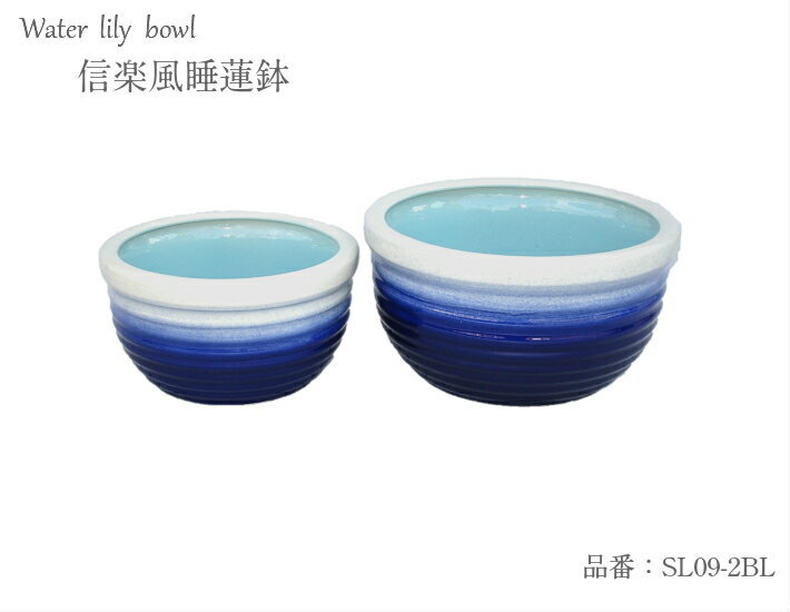 【再入荷・数量限定・単品】睡蓮鉢【Sサイズ（直径約34cm）・青】信楽風 睡蓮鉢 水連鉢 陶器 金魚鉢 メダカ鉢 庭 ガーデニング 祭り 夏 父の日 趣味 ホビー 水草 メダカ タナゴ 睡蓮 水蓮 数量限定