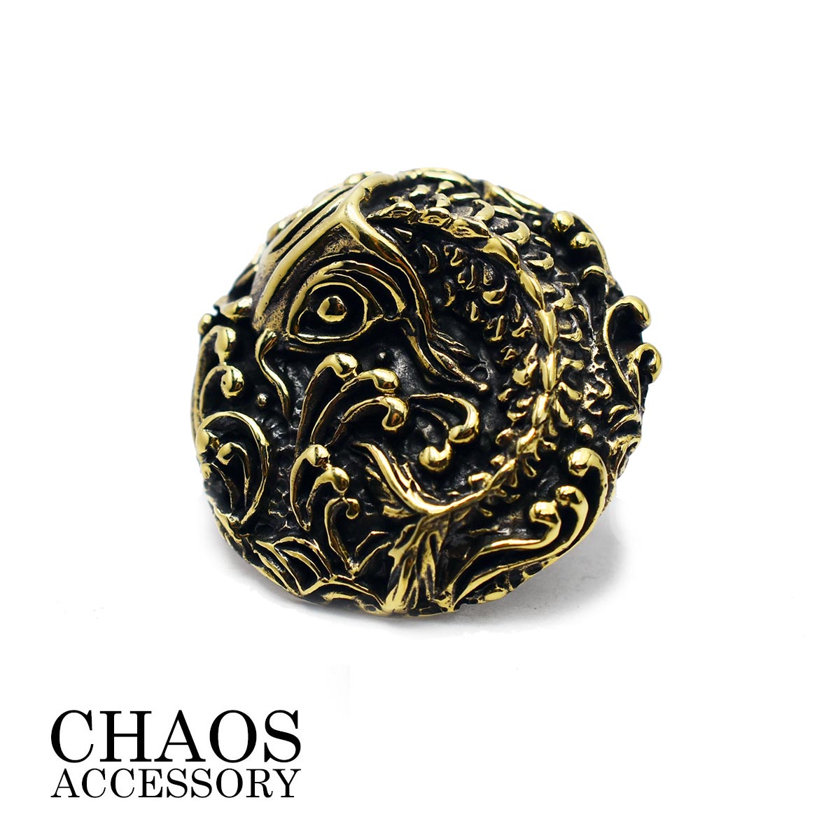 ブラスパーツ コンチョ 真鍮製 和柄 鯉 鯉の滝登り コンチョ 25mmサイズ ブラスイブシ加工 ライダースウォレット バイカーズウォレット カスタムパーツ レ...