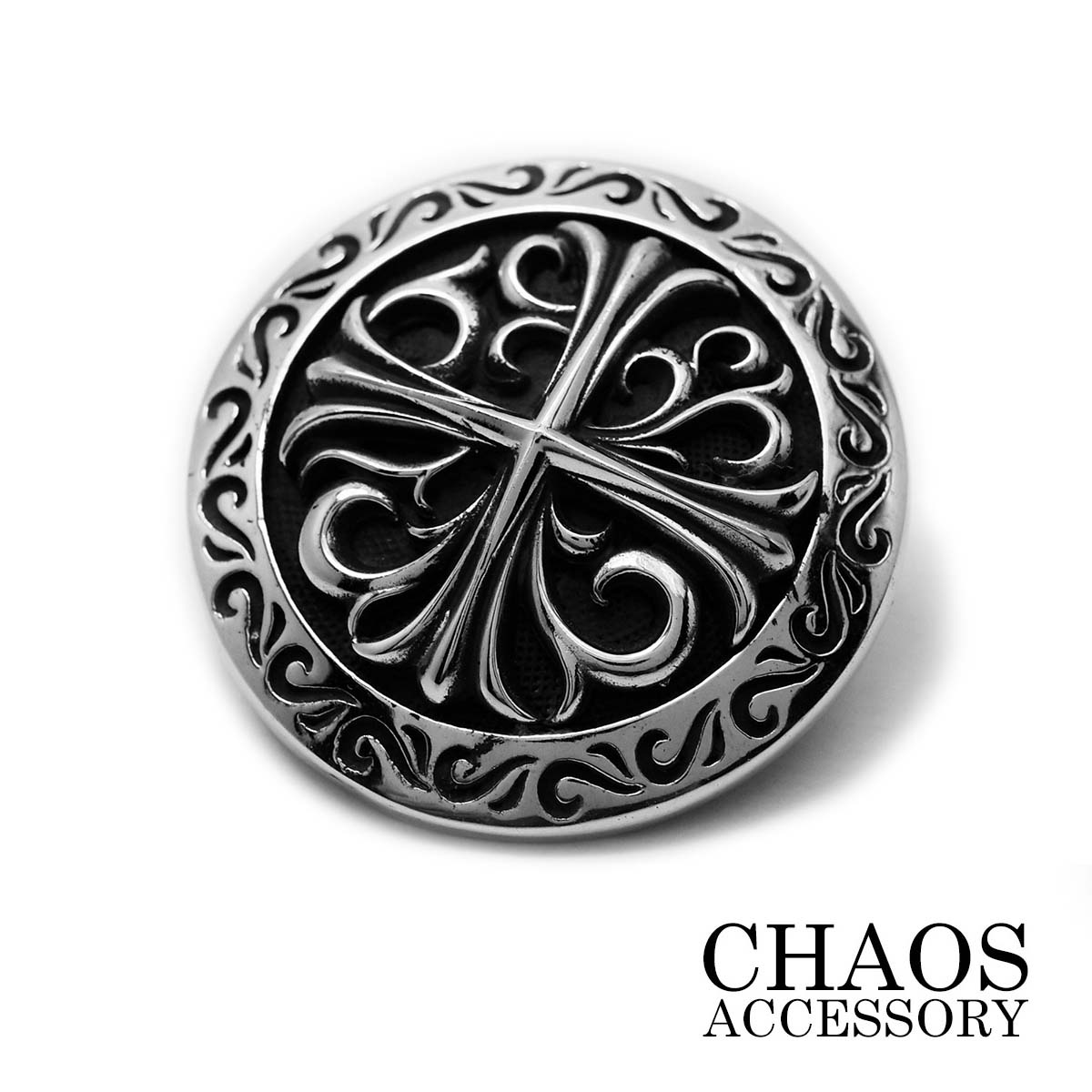 【サイズ33mm】カスタムパーツ コンチョ アクセサリー ゴシッククロス 十字架 アラベスク トライバル 合金製 コンチョ Mサイズ ライダースウォレット バイ...