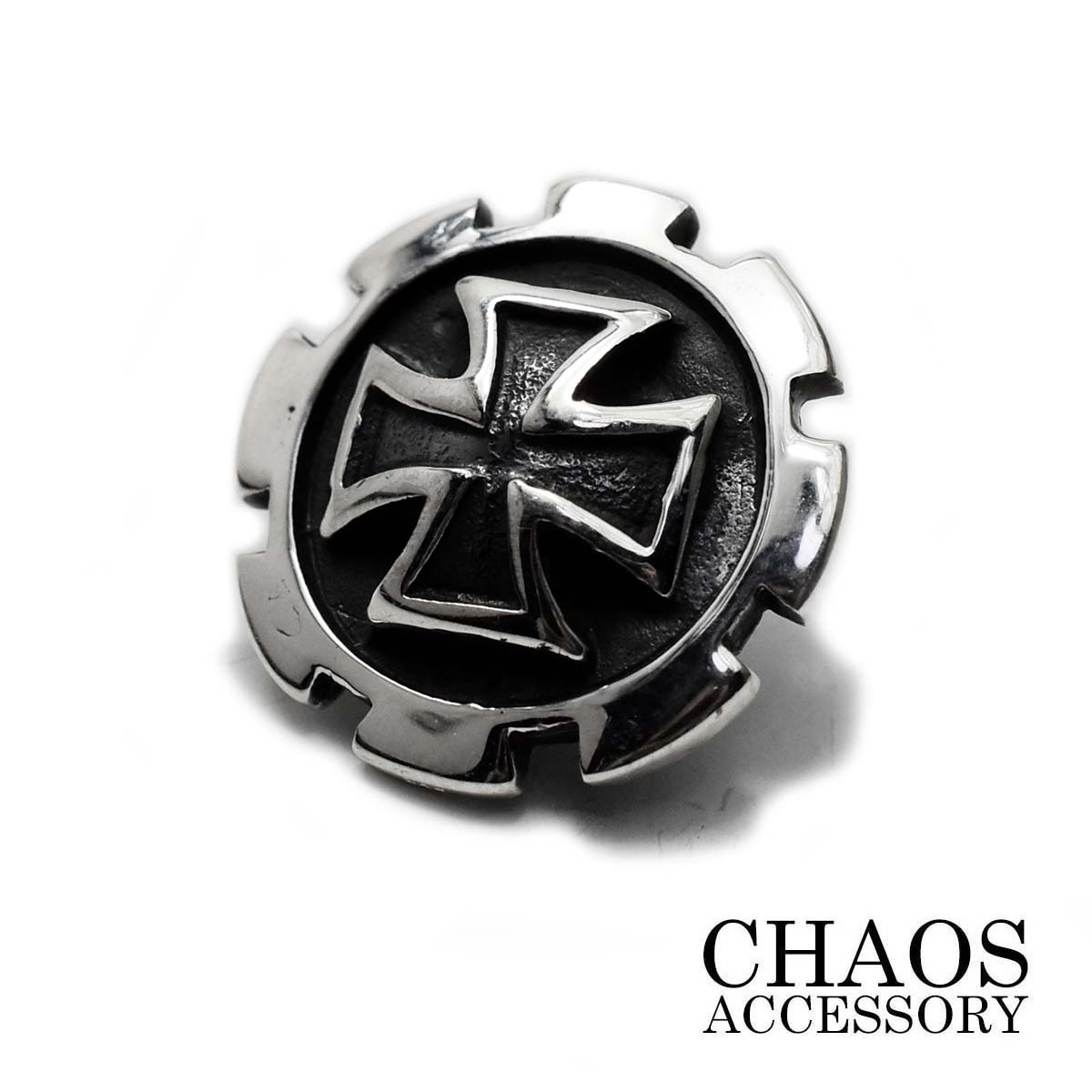 【直径19mm】アイアンクロス ホイールボール コンチョ 十字クロス 19mm Sサイズ 小型コンチョ スターリングシルバー シルバー925 かっこいい カスタ...