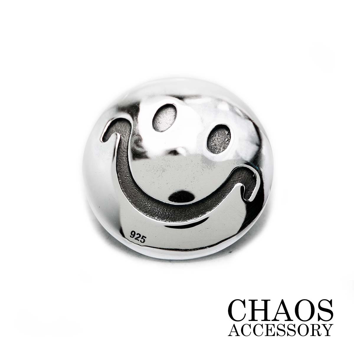 ピース 平和 シンボル スマイリーフェイス スマイルマーク ニコちゃんマーク コンチョ 24mm Mサイズ 中型コンチョ 純銀 シルバー925 かわいい かっこ...