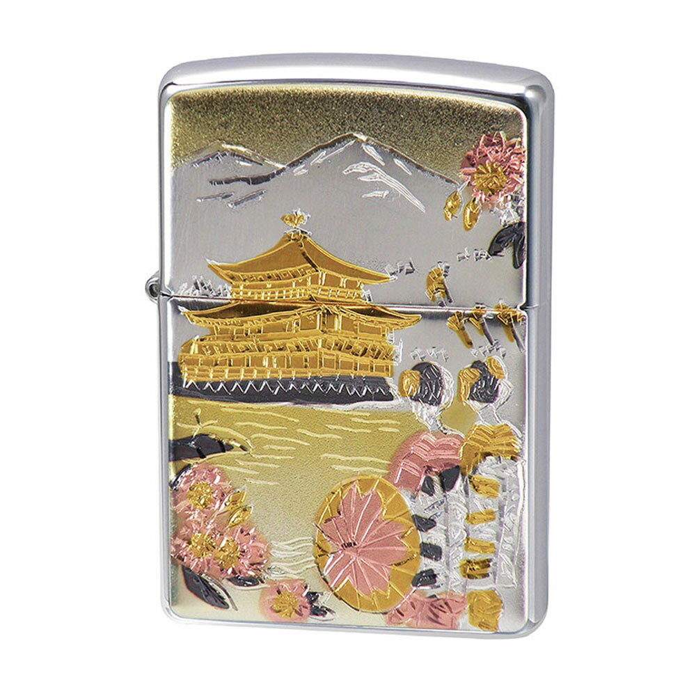 名入れライター・ジッポ 【ZIPPO正規取扱店】【対象商品はインナーケース名入れ無料】ZIPPO 和柄 ≪ZIPPO 電鋳板 金閣寺 電鋳貼り≫ ジッポ ジッポー 誕生日 プレゼント バイク バイカー