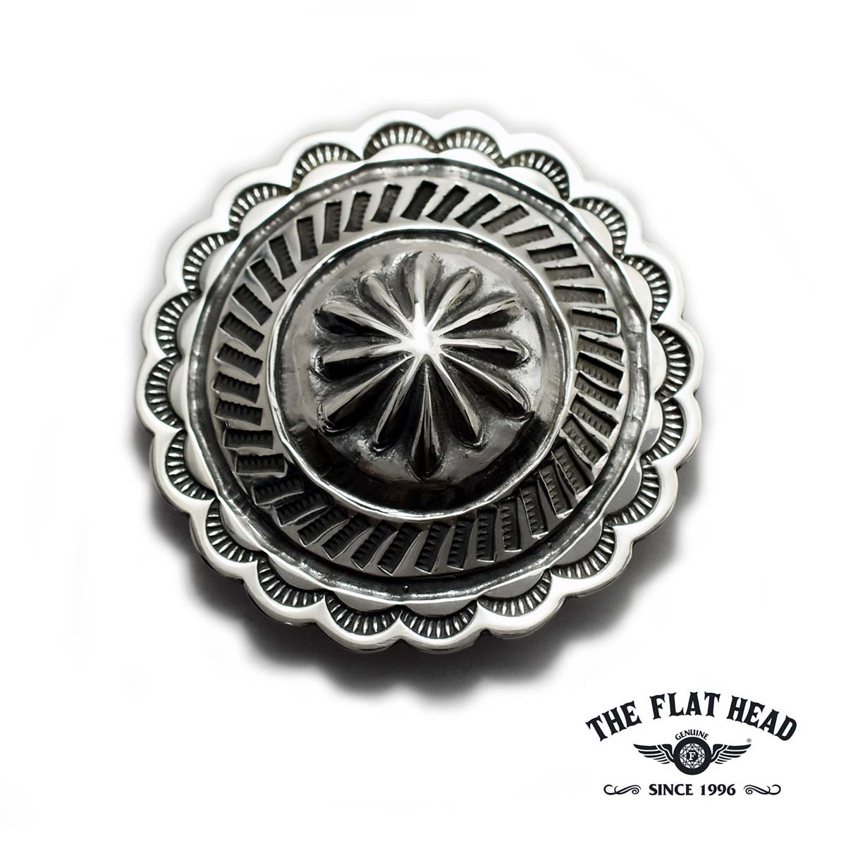 【THE FLAT HEAD 正規取扱店】【Lサイズ 直径40mm 大型コンチョ】フラットヘッド シルバーアクセサリー スタンプコンチョ ウォレット メンズ 財布 鞄 バッグ カスタムパーツ SVC-03 スターリング シルバー 925