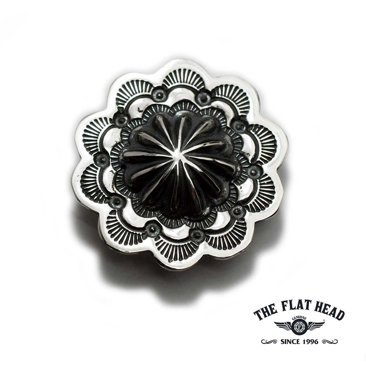 【THE FLAT HEAD 正規取扱店】【Mサイズ 直径30mm 中型コンチョ】フラットヘッド シルバーアクセサリー スタンプコンチョ ウォレット メンズ 財布 鞄 バッグ カスタムパーツ SVC-D スターリング シルバー 925