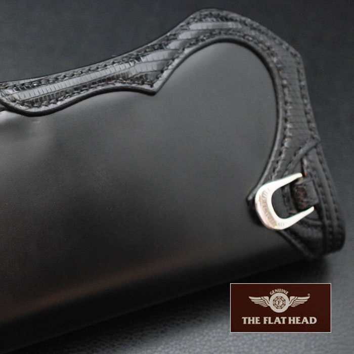 【正規取扱店】【在庫限りで完売】【あす楽対応】FLATHEAD フラットヘッド 財布 ウォレット STOCKBURG ストックバーグ FH-W012 コードバン & リザード セミロングウォレット ブラック 長財布 馬革 ライダースウォレット【送料無料】