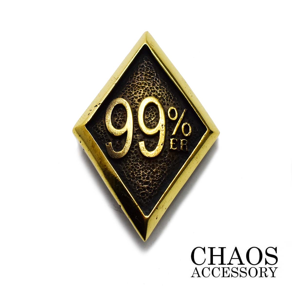 【41×27mm】ブラス 真鍮 コンチョ 菱形 ダイヤ型 99%er ナインティーナイン パーセンター Lサイズ ブラスコンチョ ネジ式 ボタン アクセサリー ...