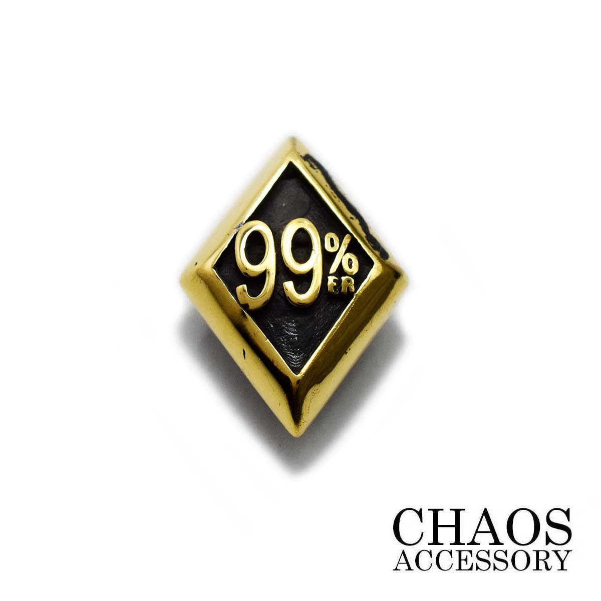 【22×16mm】ブラス 真鍮 コンチョ 菱形 ダイヤ型 99%er ナインティーナイン パーセンター Sサイズ ブラスコンチョ ネジ式 ボタン アクセサリー ...