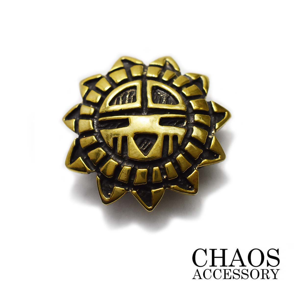 【直径23mm】ブラス 真鍮 コンチョ 精霊 カチーナ サンフェイス Sサイズ ブラスコンチョ ネジ式 ボタン アクセサリー 財布 真鍮 カスタムパーツ ライダ...