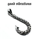 【good vibrations 正規取扱店】【送料無料】グッドバイブレーションズ トルネード フィッシュフック 釣り針 ハワジュ モチーフ チャーム ペンダントトップ シルバー925 純銀 メンズ アクセサリー