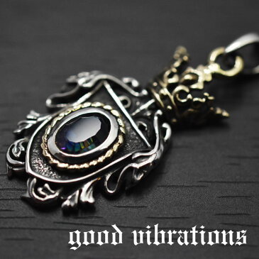 【正規取扱店】good vibrations/グッドバイブレーションズ≪クラウン&クレスト ミスティッククォーツ チャーム ペンダントトップ≫王冠/紋章/天然石/シルバー/純銀/Silver【925】/ネックレス【楽ギフ_包装】【メール便可】