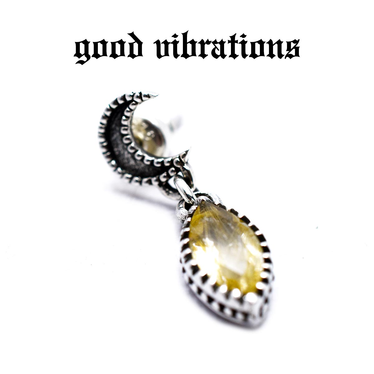 【good vibrations 正規取扱店】【送料無料】シルバーアクセサリー ピアス 片耳 メンズ ブランド グッドバイブレーションズ ルチルクォーツ 天然石 三日月 ムーン かわいい レディース ピアス スタッド スターリング シルバー 925 純銀