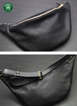 日本製 本革 バッグ 鞄 Groover Leather グルーバーレザー GWB-100-BLK 2WAYウエストポーチ ショルダーバッグ シュリンクレザー ブラック 姫路レザー 牛革 牛皮 手作り メンズ 財布 本皮 本革 サコッシュ ボディーバッグ ヒップバッグ メディスンバッグ【送料無料】