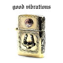 【good vibrations 正規取扱店】オイルライター ZIPPO型 グッドバイブレーション 真鍮 ブラス サンフェイス 幸運を呼ぶ ホースシュー 馬蹄 ...