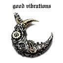 【good vibrations 正規取扱店】【送料無料】グッドバイブレーションズ インダストリアル 歯車 ギア スチームパンク 産業革命 クレセントムーン 三日月 チャーム ペンダントトップ シルバー 純銀 Silver925 ネックレス