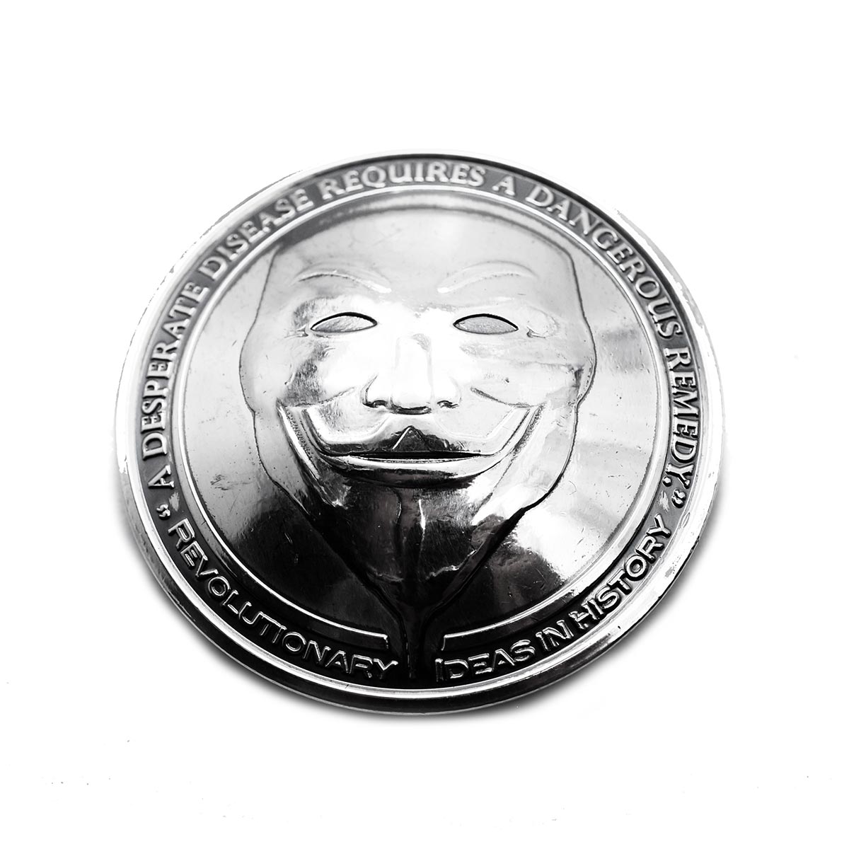 【Silver925コーティング】コンチョ≪ガイ・フォークスの仮面/Vフォー・ヴェンデッタ デザイン コインコンチョ≫≪重厚 直径38mm厚さ3mm銅999 1...