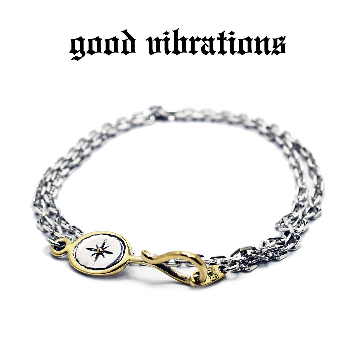 【good vibrations 正規取扱店】【送料無料】シルバーアクセサリー ネックレス チェーン メンズ グッドバイブレーションズ ココペリ サンマーク プレート付き 小豆2mmチェーン 43cm スターリング シルバー 925 純銀