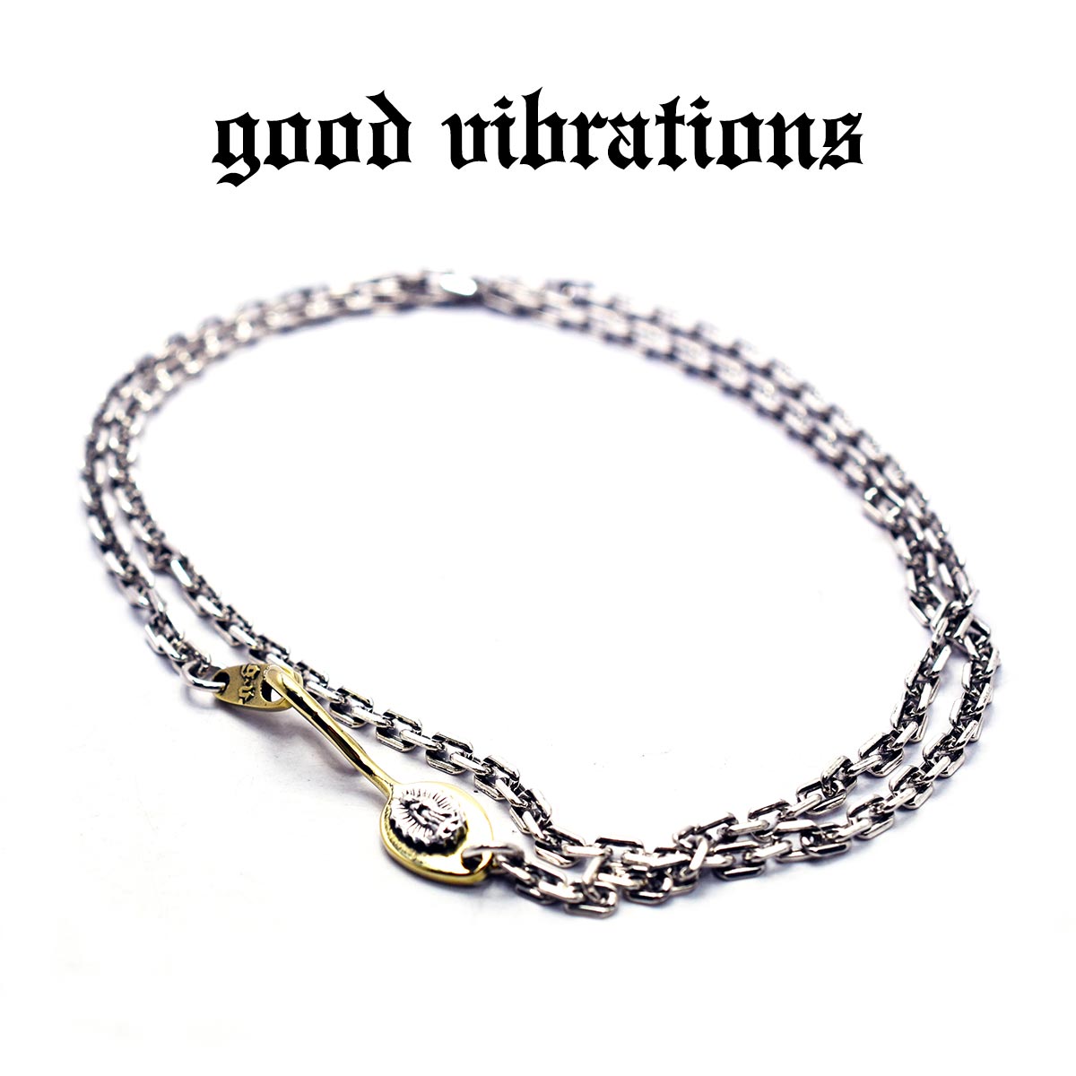 【good vibrations 正規取扱店】【送料無料】シルバーアクセサリー ネックレス チェーン メンズ グッドバイブレーションズ グアダルーペの聖母 マリア プレート付き 小豆2mmチェーン 43cm スターリング シルバー 925 純銀