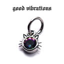 【good vibrations 正規取扱店】【送料無料】シルバーアクセサリー グッドバイブレーションズ ヒゲ ネコ ミスティッククォーツ チャーム ペンダントトップ スターリングシルバー 純銀 Silver925 ブラス 真鍮