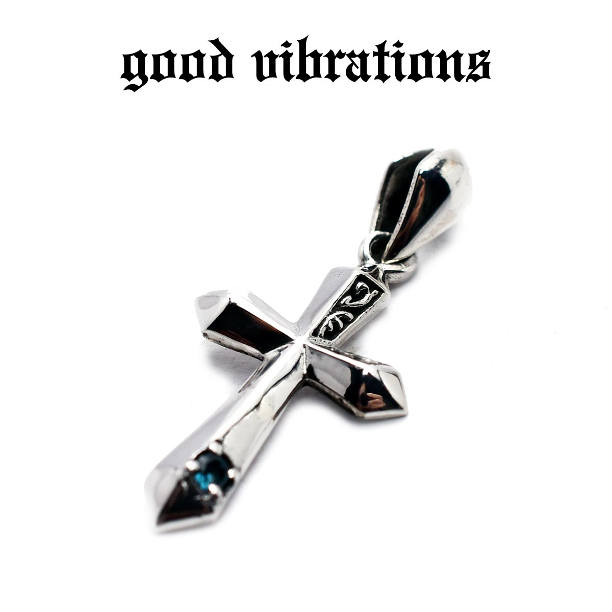 【good vibrations 正規取扱店】【送料無料】シルバーアクセサリー グッドバイブレーションズ 一粒ジュエリー 天然石 ブルートパーズ クロス チャーム ペンダントトップ スターリング シルバー 純銀 925 ネックレス