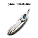 【good vibrations 正規取扱店】【送料無料】シルバーアクセサリー グッドバイブレーションズ 特大フェザー ロンドンブルートパーズ ワンポイント ペンダントトップ チャーム 天然石 スターリングシルバー 925