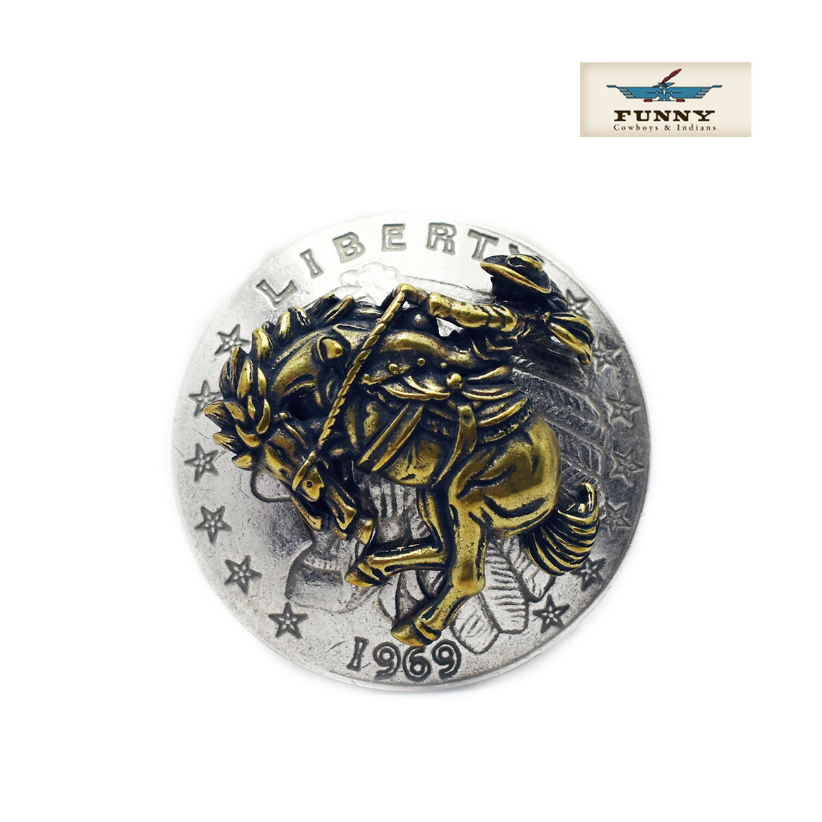 【FUNNY正規取扱店】【直径31mm】メンズ 財布 パーツ FUNNY ファニー コンチョ バッキングホーストロフィーコンチョ カウボーイ ロデオ 31mm ...