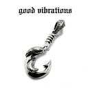 【good vibrations 正規取扱店】【送料無料】シルバーアクセサリー ナメクジ なめくじ フィッシュフック 釣り針 チャーム ペンダントトップ グッドバイブレーションズ シルバー 925 純銀 ネックレス