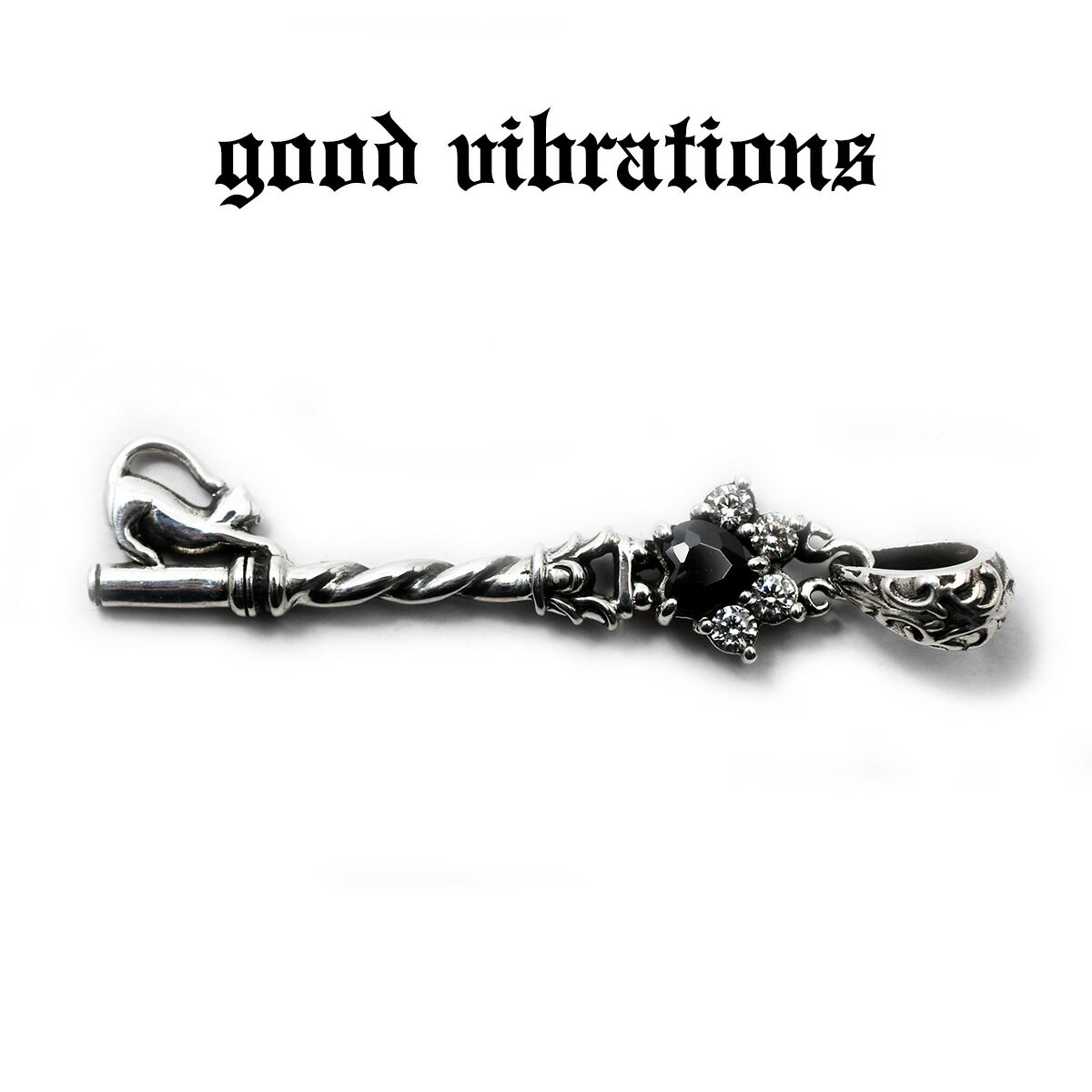 楽天CHAOS Accessory【good vibrations 正規取扱店】【送料無料】キー ペンダント キャット ジルコニア 猫 肉球 ゴシック 鍵 モチーフ チャーム ペンダントトップ グッドバイブレーションズ シルバー 925 純銀 ネックレス メンズ レディース