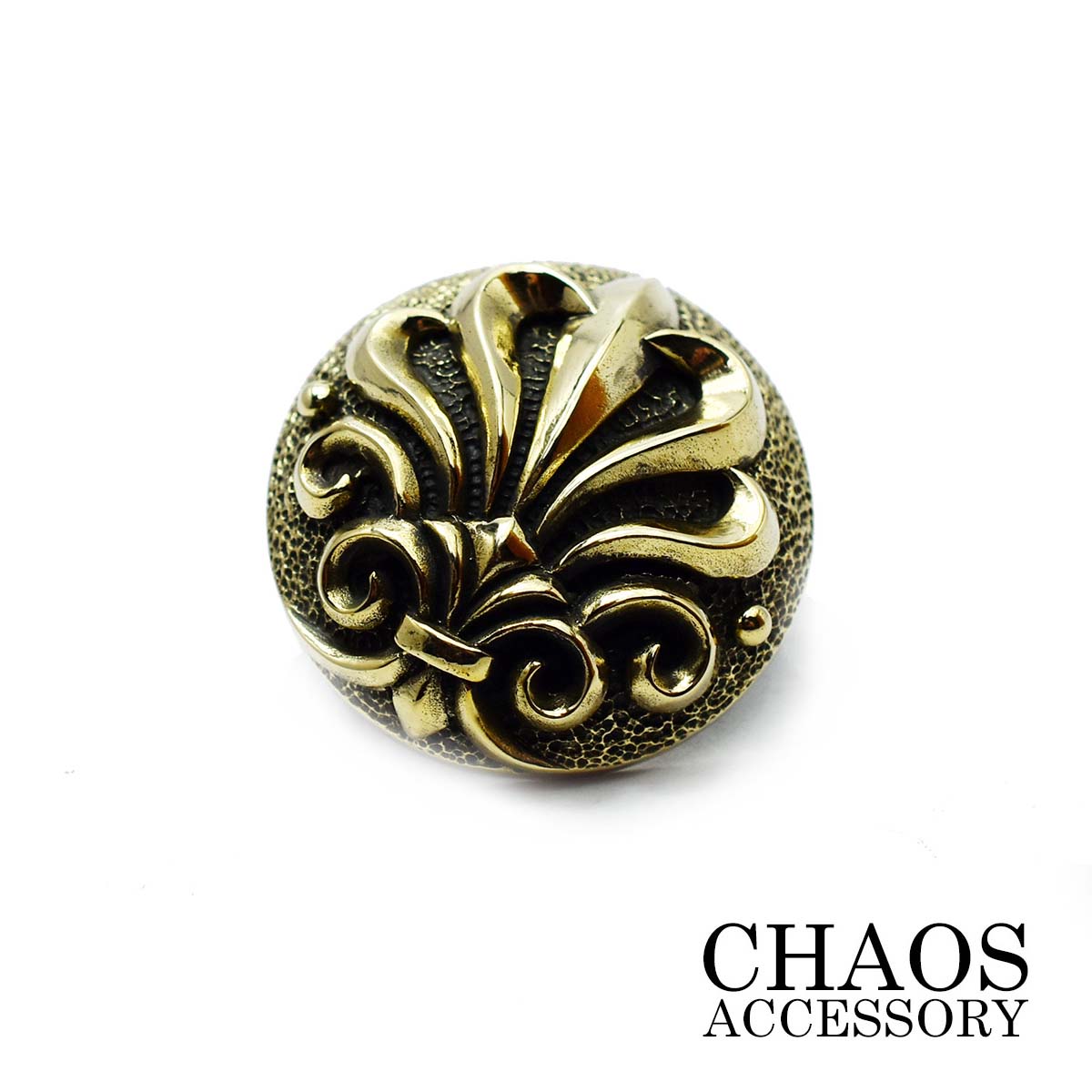 ブラスパーツ コンチョ 真鍮 アラベスク リリィー 百合の紋章 コンチョ Mサイズ イブシ加工 ライダースウォレット バイカーズウォレット カスタムパーツ レザ...