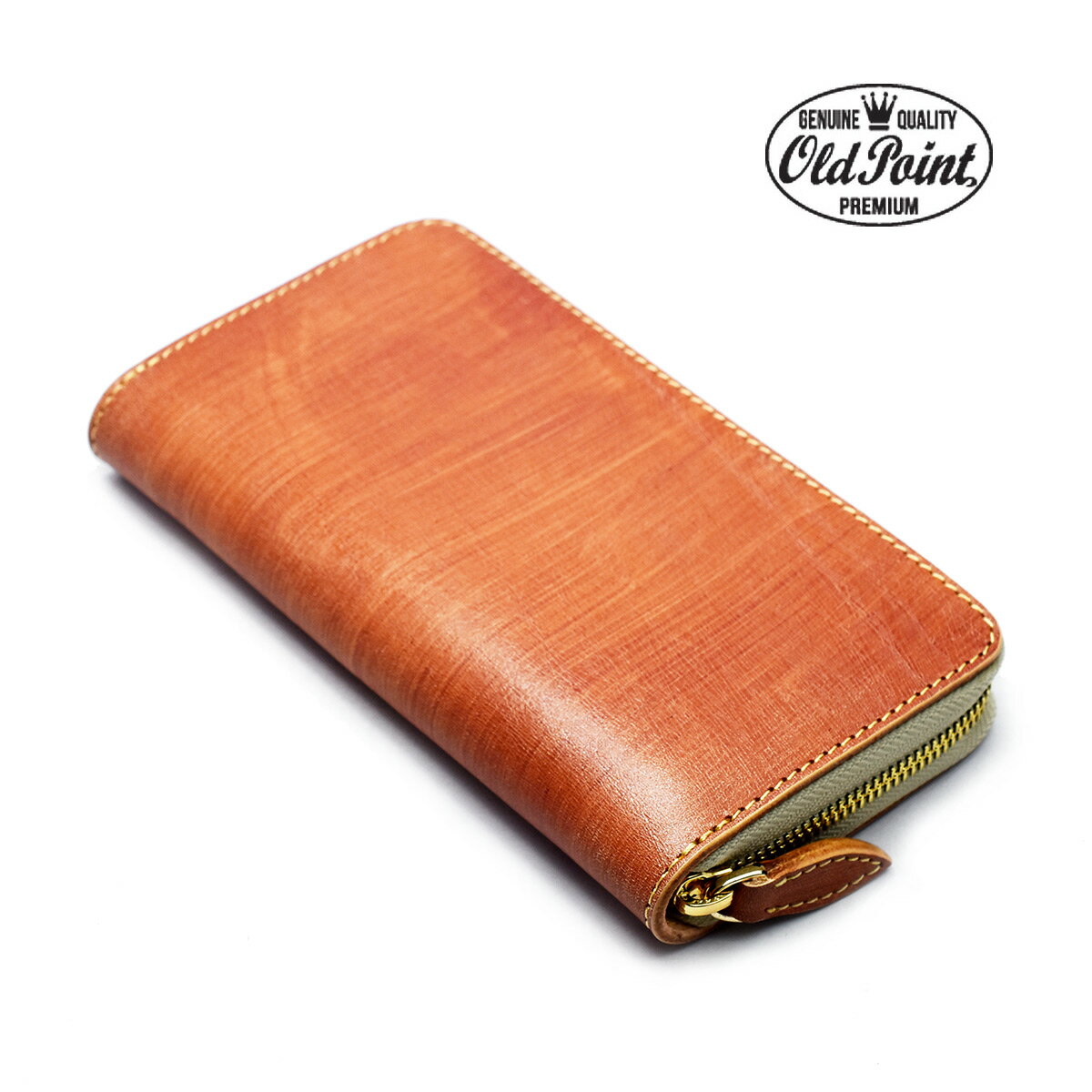 柿渋 染料 財布 OLD POINT オールドポイント 柿渋染め ハンドダイ 手染め 2度染め 橙色 だいだい色 オ..