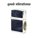 純銀製Ｚｉｐｐｏ 【good vibrations 正規取扱店】オイルライター ZIPPO型 カオス別注 シルバー925ケースライター≪重厚 純銀製 スターリングシルバー スタビライズドウッド ネイビーマーブル ＆ ブラスマリアメタル≫