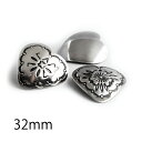 silver925 【 シルバーコンチョ ループ 髪留め 用】 シルバー ボタン ヘアーアクセサリー やブレスレットに最適!32-32m ハート型 髪飾り [ ...