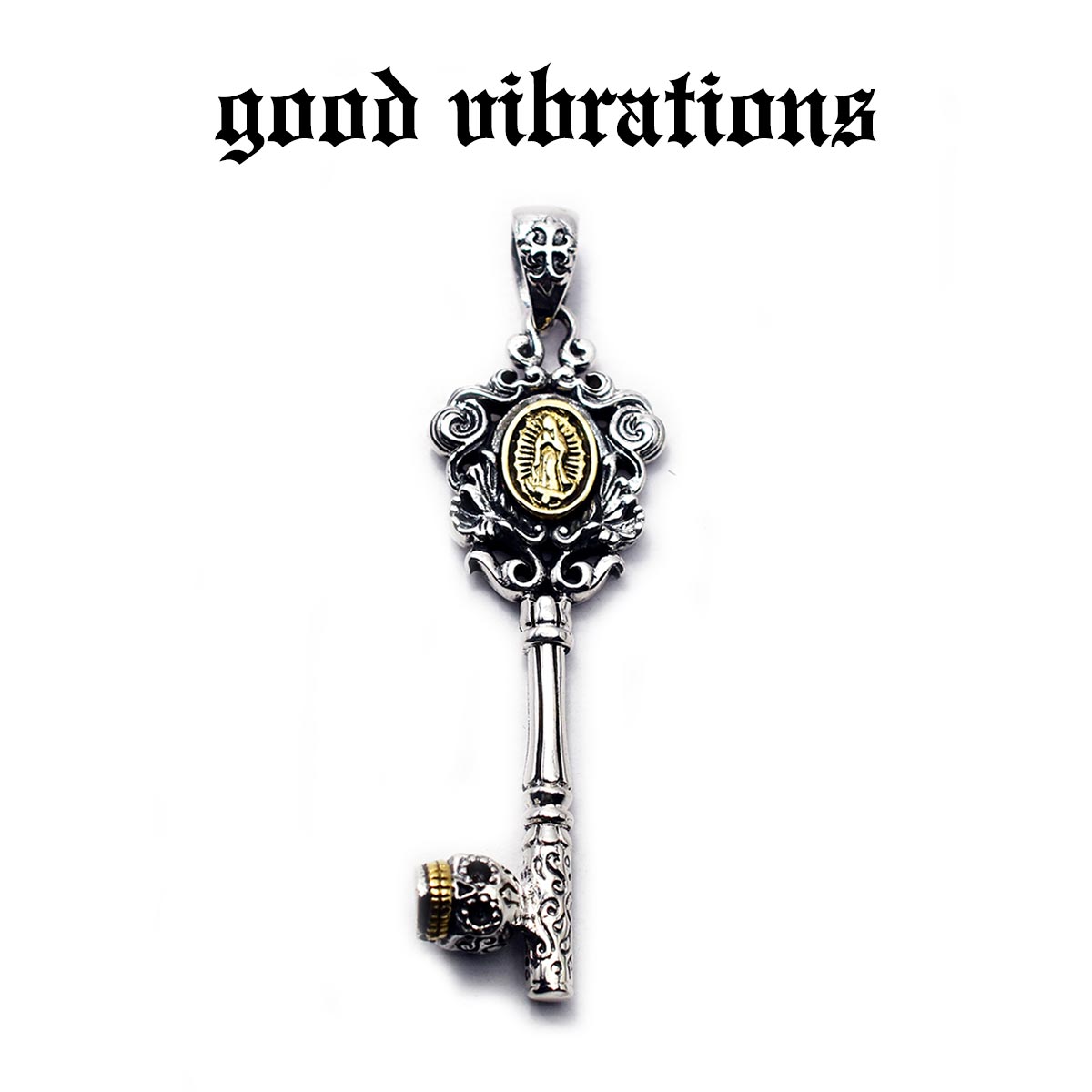 【good vibrations 正規取扱店】【送料無料】シルバーアクセサリー グッドバイブレーションズ グアダルーペの聖母 マリア ゴシックキー ペンダントト...